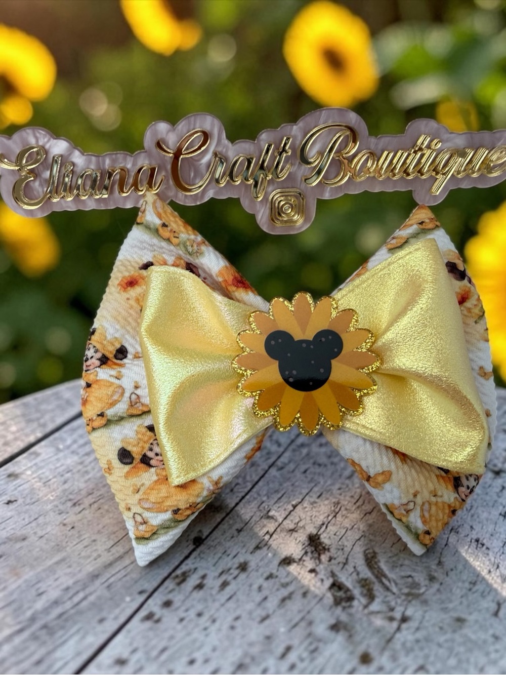 Yellow Sunflower Bow for Kids